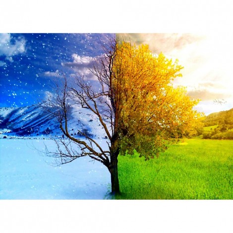 Autumn Winter Tree - Full Round Diamond - 30x40cm