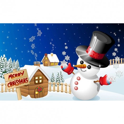 Christmas Snowman - Full Round Diamond - 40x30cm