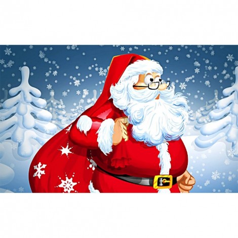 Santa Wearing Glasses - Full Round Diamond - 40x30cm