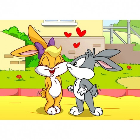 Kissing Rabbit - Full Round Diamond - 30x40cm