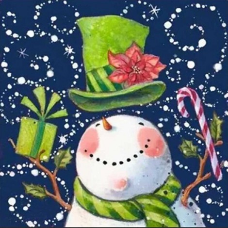 Bald Snowman - Full Round Diamond - 30*30cm