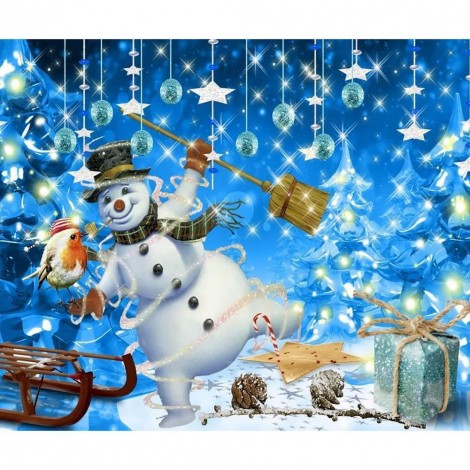 Big Snowman - Full Round Diamond - 40x30cm