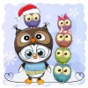 Owl and Penguin - Full Round Diamond - 30x30cm