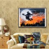 Halloween Cat Witch - Full Round Diamond - 30x40cm