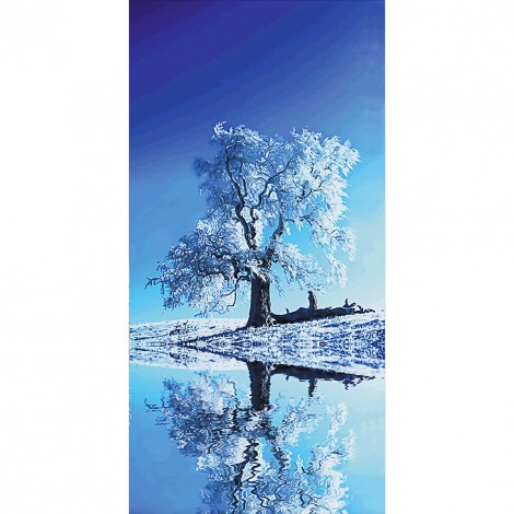 Snow Tree Reflection - Full Round Diamond - 45x85cm