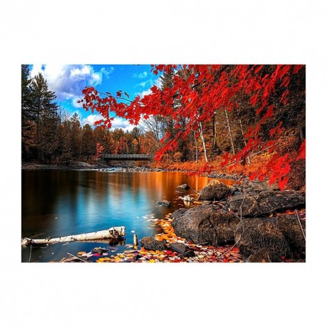 Fall Leaves Lake - Full Diamond Painting - 40x30cm