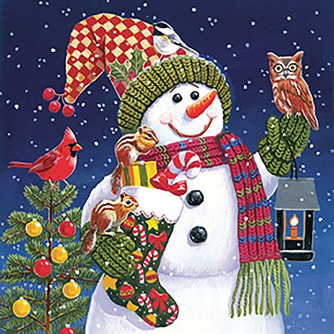 Christmas Snowman - Full Round Diamond - 30x30cm