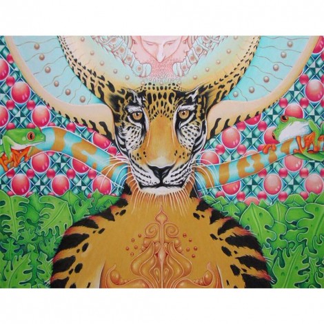 Leopard Angel Cartoon - Full Round Diamond - 50x40cm