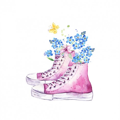 DIY 5D Shoes Flower in Rain Full Round Diamond Painting Kit for Home Decor