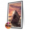 Small Wooden Boat In The Storm - Full Round Diamond - 30*40cm