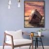 Small Wooden Boat In The Storm - Full Round Diamond - 30*40cm