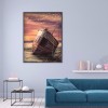 Small Wooden Boat In The Storm - Full Round Diamond - 30*40cm
