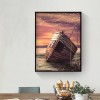 Small Wooden Boat In The Storm - Full Round Diamond - 30*40cm