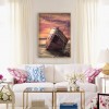Small Wooden Boat In The Storm - Full Round Diamond - 30*40cm