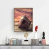 Small Wooden Boat In The Storm - Full Round Diamond - 30*40cm