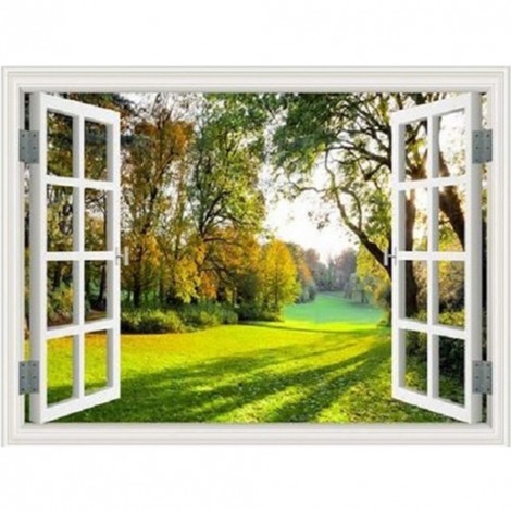 Hill Outside The Stereo Window - Full Round Diamond - 40*30cm