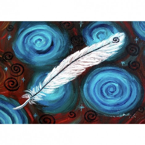 Spiral Feathers - Full Round Diamond - 40x30cm