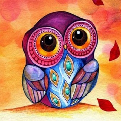 Owl - Full Round Diamond - 40*40cm