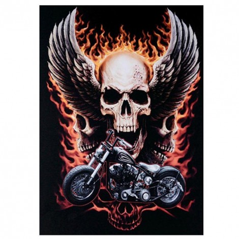 Skull Wing Halloween - Partial Round Diamond - 30x40cm