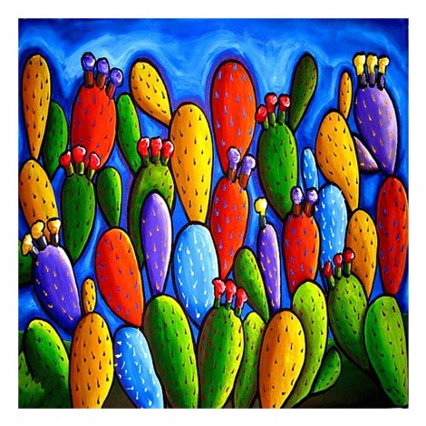 Colorful Cactuse - Full Round Diamond - 30x30cm