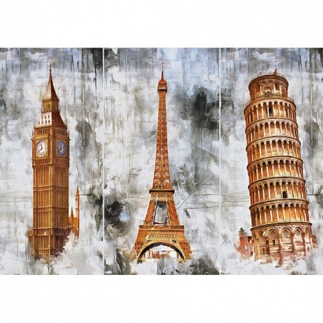 Diamond Painting European Towers Full Round Resin Rhinestone Wall Picture