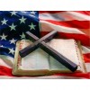 US Flag Cross Bible - Full Round Diamond - 40x30cm
