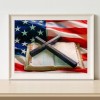 US Flag Cross Bible - Full Round Diamond - 40x30cm