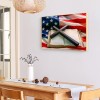 US Flag Cross Bible - Full Round Diamond - 40x30cm