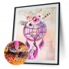 Flower Dream Catcher - Partial Round Diamond - 25x35cm