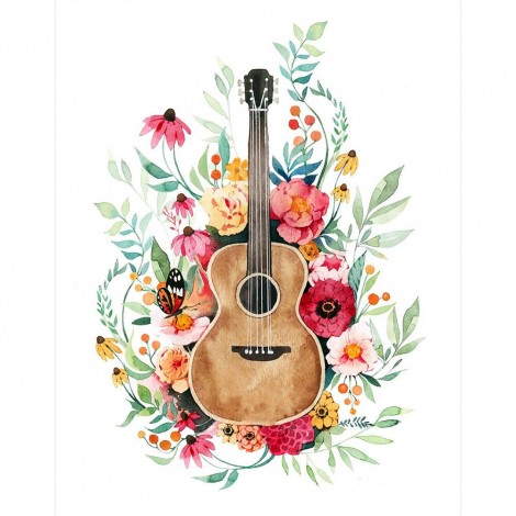 Guitar Flower - Full Round Diamond - 30x40cm