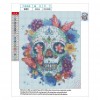 Flowers Skull - Full Round Diamond - 30x25cm