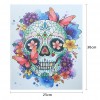 Flowers Skull - Full Round Diamond - 30x25cm