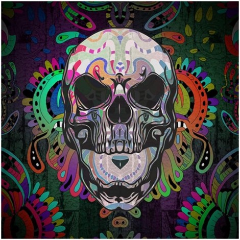Skull  - Full Round Diamond - 30x30cm