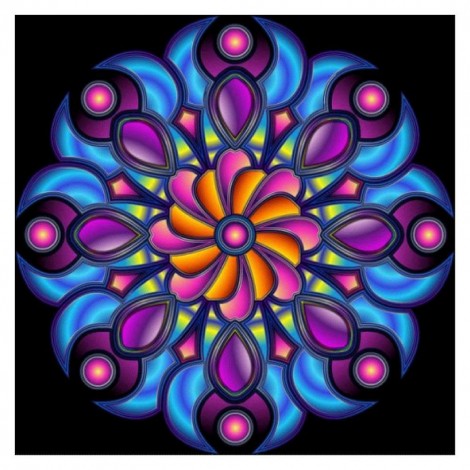 Geometric Flower - Full Round Diamond - 30x30cm