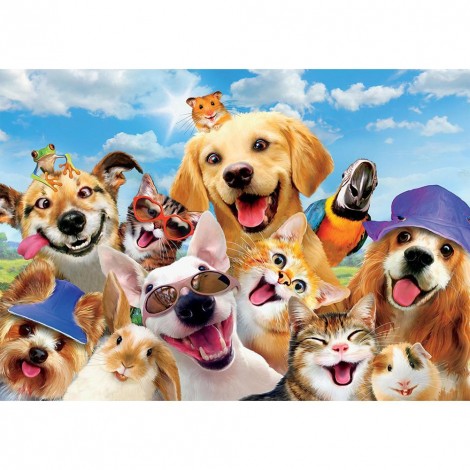 Cute Animals  - Full Round Diamond - 40x30cm