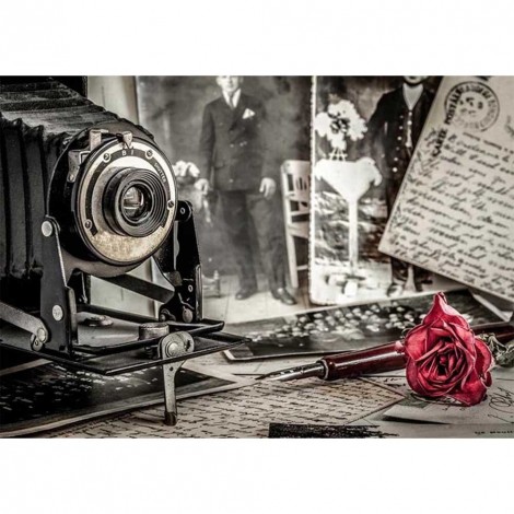 Old Camera - Full Round Diamond - 40x30cm