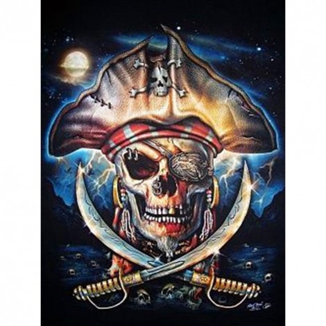 Skeleton Pirate-Round Diamond-30x40CM
