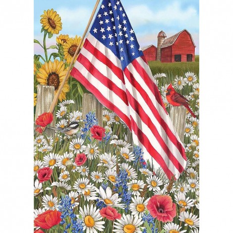 Flower Field Nal Flag Diamond Painting 5D DIY Picture Kit