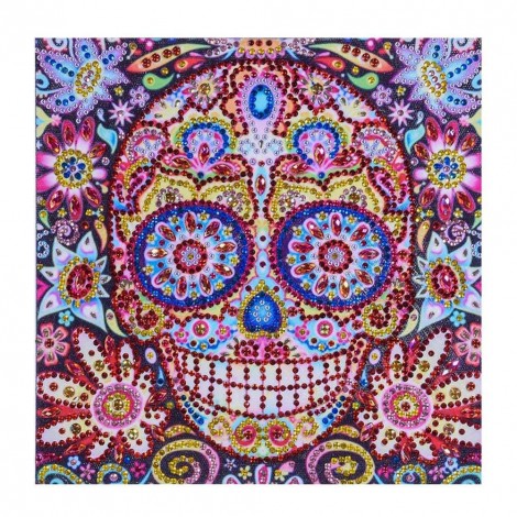 Flower Skull - Special Shaped Diamond - 25x25cm
