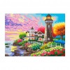 Seaside Building 5D DIY Luminous Full Drill Round Diamond Gift Painting Kit