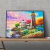 Seaside Building 5D DIY Luminous Full Drill Round Diamond Gift Painting Kit