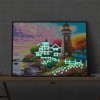 Seaside Building 5D DIY Luminous Full Drill Round Diamond Gift Painting Kit