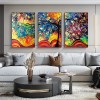 3 Panels Colorful Tree - Full Round Diamond - 95x45cm