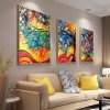 3 Panels Colorful Tree - Full Round Diamond - 95x45cm