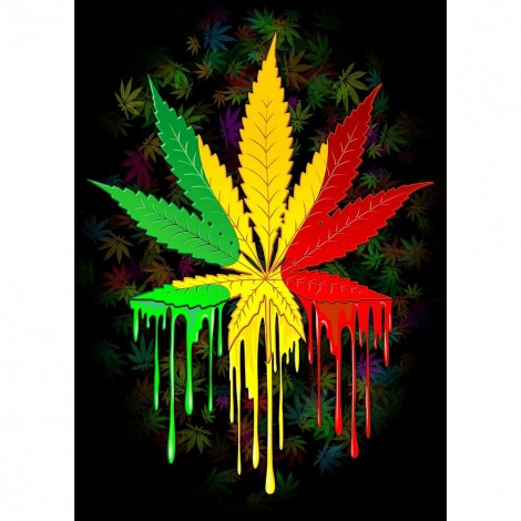Color Maple Leaf - Full Round Diamond - 30x40cm
