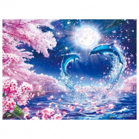 Dolphin - Partial Round Diamond - 30x40cm