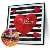 Striped Love Heart - Full Round Diamond - 30x30cm