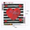 Striped Love Heart - Full Round Diamond - 30x30cm