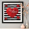 Striped Love Heart - Full Round Diamond - 30x30cm