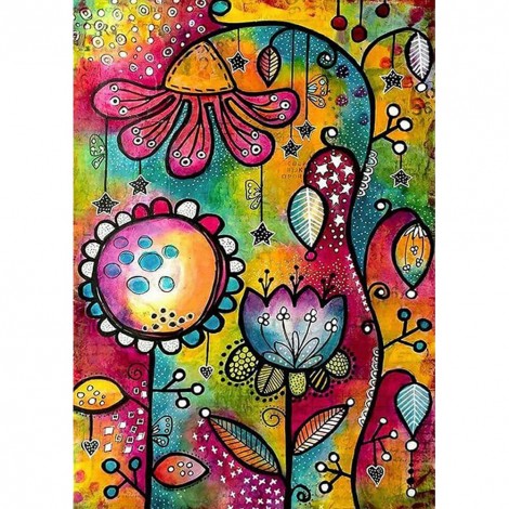 Abstract Flower - Full Round Diamond - 35*45cm